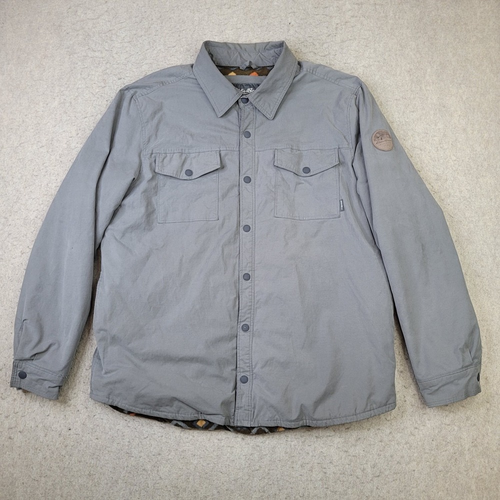Eddie Bauer Voyager Jacket‎ Men's Size XL Gray Red Aztec Fleece Lined Snap Coat